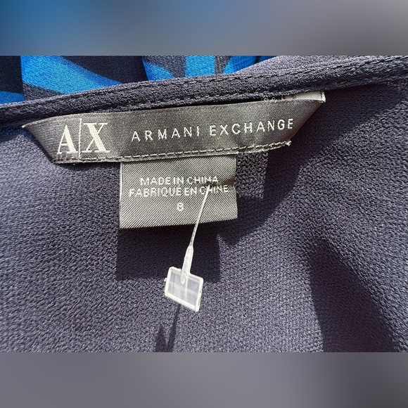 Armani Exchange Navy and White Leaf Print Mini Dress - Picture 5 of 7